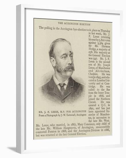 Mr J F Leese, Mp for Accrington-null-Framed Giclee Print