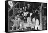 Mr. Matsumoto and Group of Children-Ansel Adams-Framed Stretched Canvas