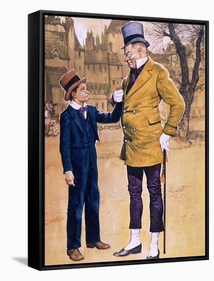 Mr Micawber and David Copperfield-English School-Framed Stretched Canvas