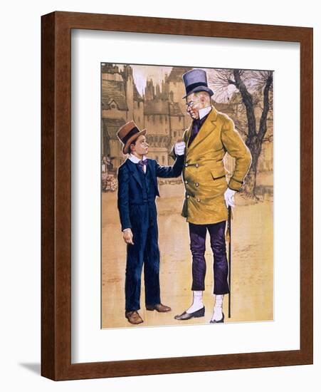 Mr Micawber and David Copperfield-English School-Framed Giclee Print