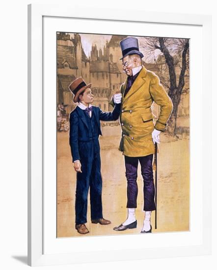 Mr Micawber and David Copperfield-English School-Framed Giclee Print