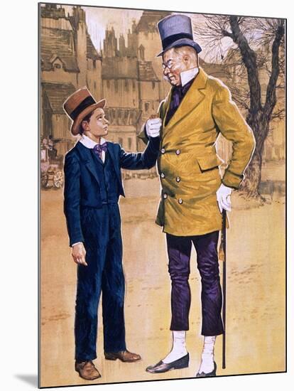 Mr Micawber and David Copperfield-English School-Mounted Giclee Print