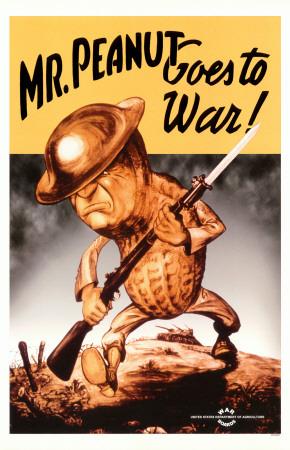 Mr Peanut Goes to War Metal Sign 9" x 12" 