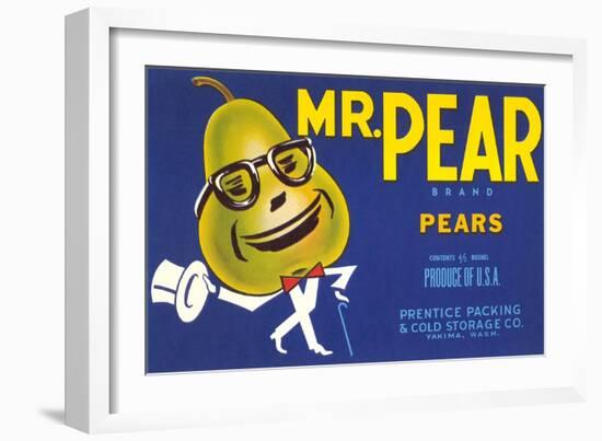 Mr. Pear Label-null-Framed Art Print