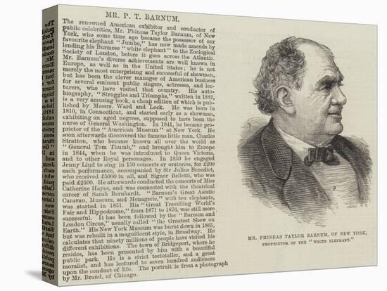 Mr Phineas Taylor Barnum, of New York, Proprietor of the White Elephant-null-Stretched Canvas