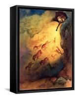 Mr Punch, Cave Explorer Giving Animals in Lascaux a Fright, Unpublished Commission by 'Punch', 1968-George Adamson-Framed Stretched Canvas