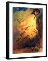 Mr Punch, Cave Explorer Giving Animals in Lascaux a Fright, Unpublished Commission by 'Punch', 1968-George Adamson-Framed Giclee Print