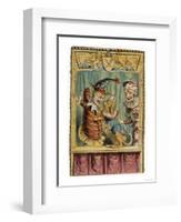 Mr. Punch with Toby the Dog and a Clown-null-Framed Premium Giclee Print