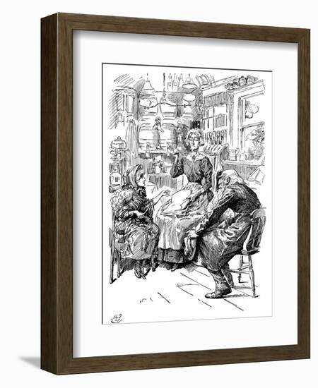 Mr Riah and Miss Wren at the Six Jolly Fellowship Porters, 1912-Harry Furniss-Framed Giclee Print