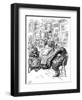 Mr Riah and Miss Wren at the Six Jolly Fellowship Porters, 1912-Harry Furniss-Framed Giclee Print