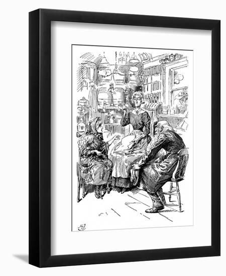 Mr Riah and Miss Wren at the Six Jolly Fellowship Porters, 1912-Harry Furniss-Framed Giclee Print