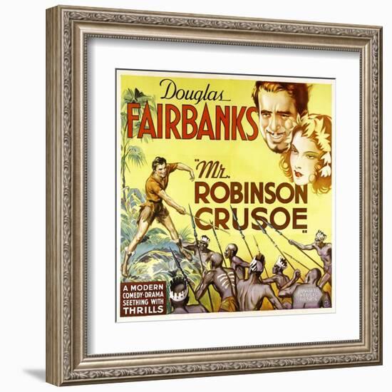 MR. ROBINSON CRUSOE, top right: Douglas Fairbanks, 1932.-null-Framed Art Print