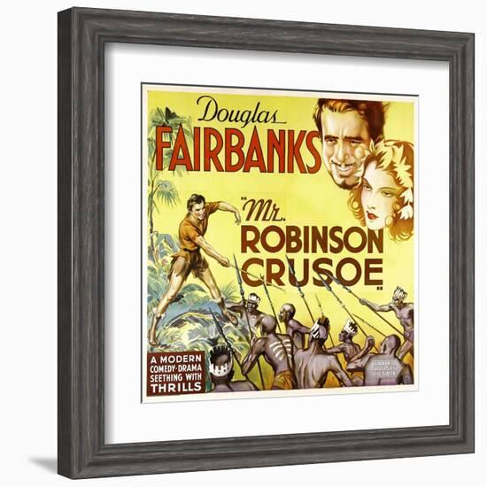 MR. ROBINSON CRUSOE, top right: Douglas Fairbanks, 1932.-null-Framed Art Print