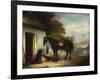 Mr Stuart's Favourite Hunter, Vagabond and His Flatcoated Retriever, Nell by a Cottage Door-John Ferneley, Sr-Framed Giclee Print