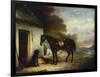 Mr Stuart's Favourite Hunter, Vagabond and His Flatcoated Retriever, Nell by a Cottage Door-John Ferneley, Sr-Framed Giclee Print