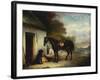 Mr Stuart's Favourite Hunter, Vagabond and His Flatcoated Retriever, Nell by a Cottage Door-John Ferneley, Sr-Framed Giclee Print