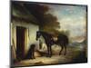 Mr. Stuart's Favourite Hunter, Vagabond' and His Flatcoated Retriever, Nell, by a Cottage Door-John E. Ferneley-Mounted Giclee Print