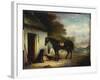 Mr. Stuart's Favourite Hunter, Vagabond' and His Flatcoated Retriever, Nell, by a Cottage Door-John E. Ferneley-Framed Giclee Print