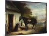 Mr. Stuart's Favourite Hunter, Vagabond' and His Flatcoated Retriever, Nell, by a Cottage Door-John E. Ferneley-Mounted Giclee Print