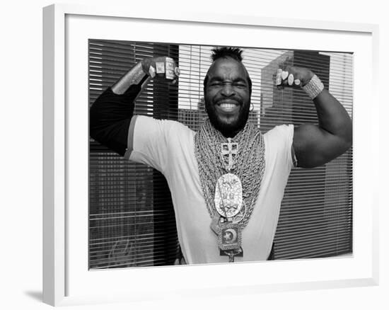 Mr. T Flexing, Showing off Muscles and Jewelry-null-Framed Premium Photographic Print