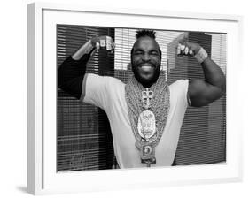 Mr. T Flexing, Showing off Muscles and Jewelry-null-Framed Premium Photographic Print