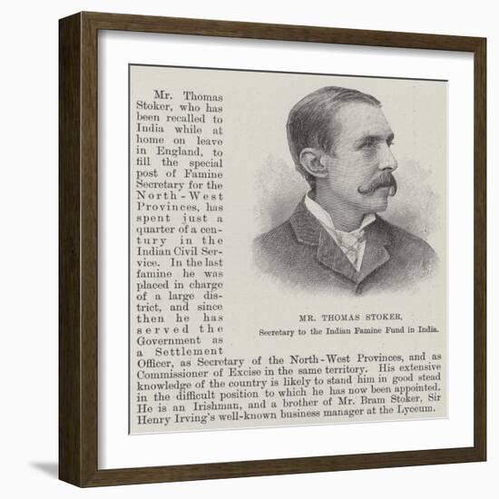 Mr Thomas Stoker, Secretary to the Indian Famine Fund in India-null-Framed Giclee Print