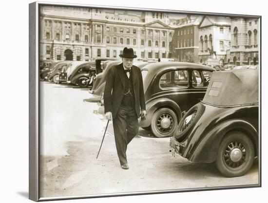 Mr. Winston Churchill, First Lord of the Admiralty, Walking to 10 Downing Street, Sept. 7, 1939-null-Framed Photo