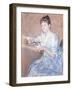 Mrs. Alexander J. Cassat in a Blue Evening Gown Seated at a Tapestry Frame-Mary Cassatt-Framed Giclee Print