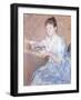 Mrs. Alexander J. Cassat in a Blue Evening Gown Seated at a Tapestry Frame-Mary Cassatt-Framed Giclee Print