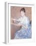 Mrs. Alexander J. Cassat in a Blue Evening Gown Seated at a Tapestry Frame-Mary Cassatt-Framed Giclee Print
