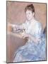 Mrs. Alexander J. Cassat in a Blue Evening Gown Seated at a Tapestry Frame-Mary Cassatt-Mounted Giclee Print