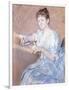 Mrs. Alexander J. Cassat in a Blue Evening Gown Seated at a Tapestry Frame-Mary Cassatt-Framed Giclee Print