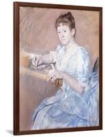 Mrs. Alexander J. Cassat in a Blue Evening Gown Seated at a Tapestry Frame-Mary Cassatt-Framed Giclee Print