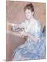 Mrs. Alexander J. Cassat in a Blue Evening Gown Seated at a Tapestry Frame-Mary Cassatt-Mounted Giclee Print
