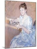 Mrs. Alexander J. Cassat in a Blue Evening Gown Seated at a Tapestry Frame-Mary Cassatt-Mounted Giclee Print