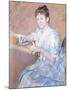 Mrs. Alexander J. Cassat in a Blue Evening Gown Seated at a Tapestry Frame-Mary Cassatt-Mounted Giclee Print