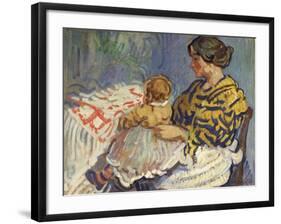 Mrs. B with Her Baby on Her Knees-Nicolas Tarkhoff-Framed Giclee Print