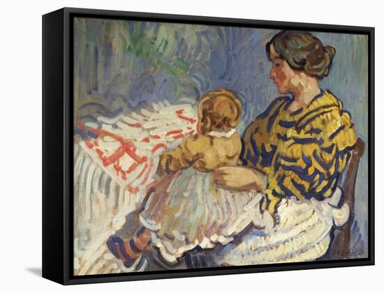 Mrs. B with Her Baby on Her Knees-Nicolas Tarkhoff-Framed Stretched Canvas