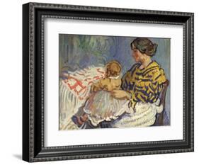 Mrs. B with Her Baby on Her Knees-Nicolas Tarkhoff-Framed Giclee Print