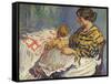 Mrs. B with Her Baby on Her Knees-Nicolas Tarkhoff-Framed Stretched Canvas