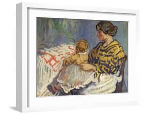Mrs. B with Her Baby on Her Knees-Nicolas Tarkhoff-Framed Giclee Print