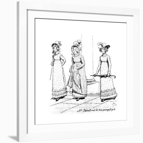 Mrs. Bennet and Her Two Youngest Girls', Illustration from 'Pride and Prejudice' by Jane Austen,…-Hugh Thomson-Framed Giclee Print