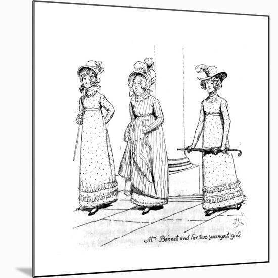 Mrs. Bennet and Her Two Youngest Girls', Illustration from 'Pride and Prejudice' by Jane Austen,…-Hugh Thomson-Mounted Giclee Print