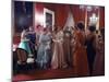 Mrs. Earl Warren Listening to 1st Lady Mamie Eisenhower Entertaining Guests at a State Dinner-Ed Clark-Mounted Premium Photographic Print