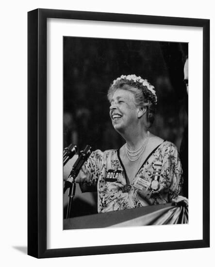 Mrs. Eleanor Roosevelt Speaking at the National Democratic Convention-null-Framed Photographic Print