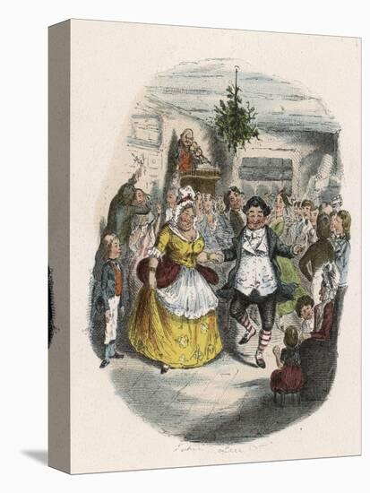 Mrs Fezziwig's Ball, Shown to Scrooge by the Ghost of Christmas Past-John Leech-Stretched Canvas