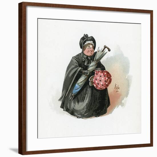 Mrs Gamp, Illustration from 'Character Sketches from Charles Dickens', C.1890 (Colour Litho)-Joseph Clayton Clarke-Framed Giclee Print