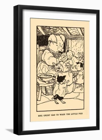 Mrs. Grunt Had To Wash The Little Pigs-AEK-Framed Art Print