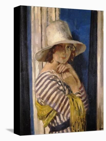 Mrs Hone in a Striped Dress, c.1912-Sir William Orpen-Stretched Canvas