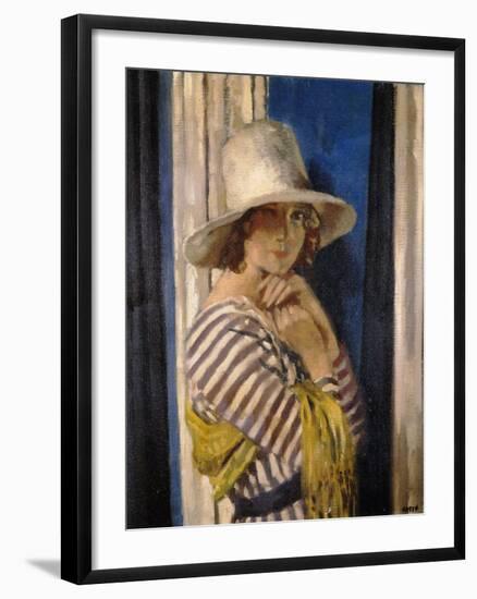 Mrs Hone in a Striped Dress-Sir William Orpen-Framed Giclee Print